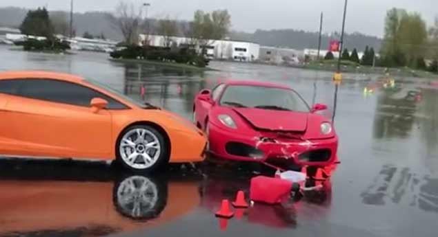 Ferrari testa resistência... de um Lamborghini