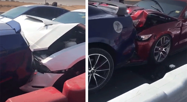 Reuni&atilde;o Ford Mustang termina com choque em cadeia