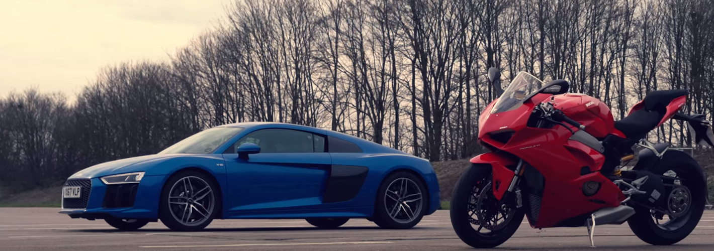 Audi R8 enfrenta Ducati Panigale V4