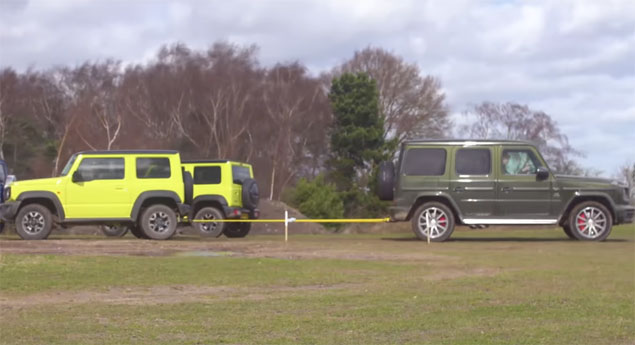 Três Suzuki Jimny vs. Mercedes-AMG G63 - Vídeo