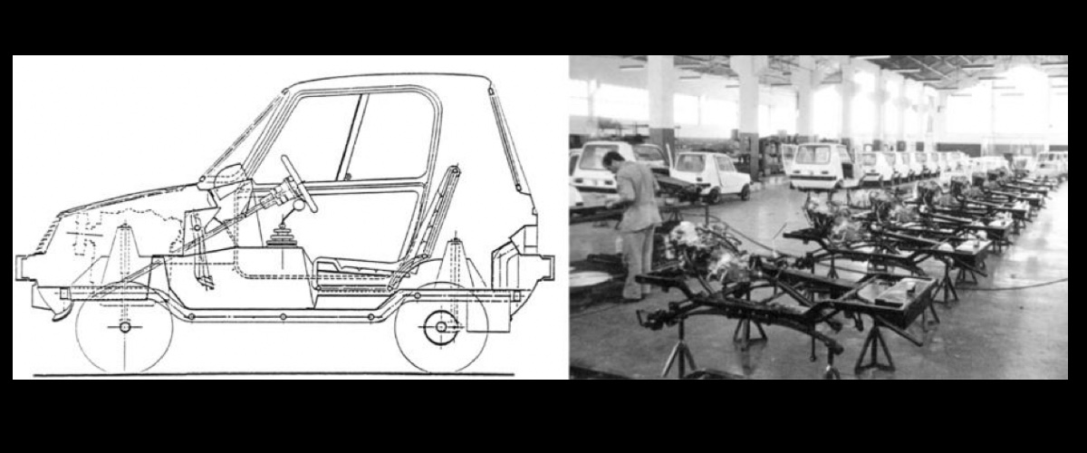 À esquerda o desenho técnico do SADO 550, à direita, a sua montagem, em Setúbal