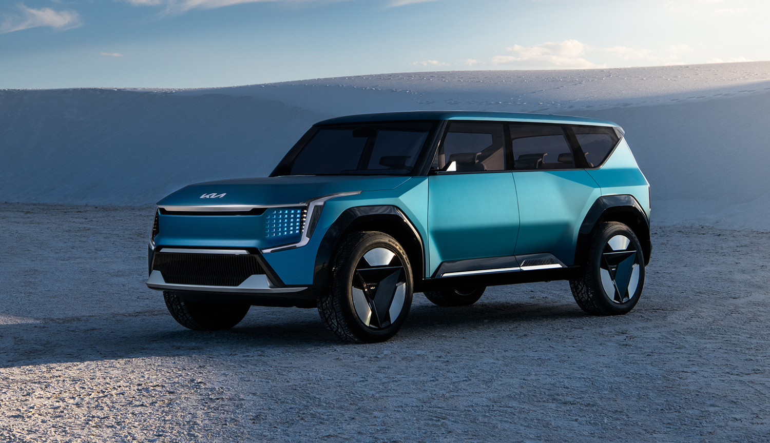 O concept Kia EV9 mostrado em Los Angeles, cuja versão de produção deverá chegar à Europa em 2023