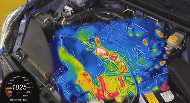 Veja o funcionamento do motor com uma câmara térmica