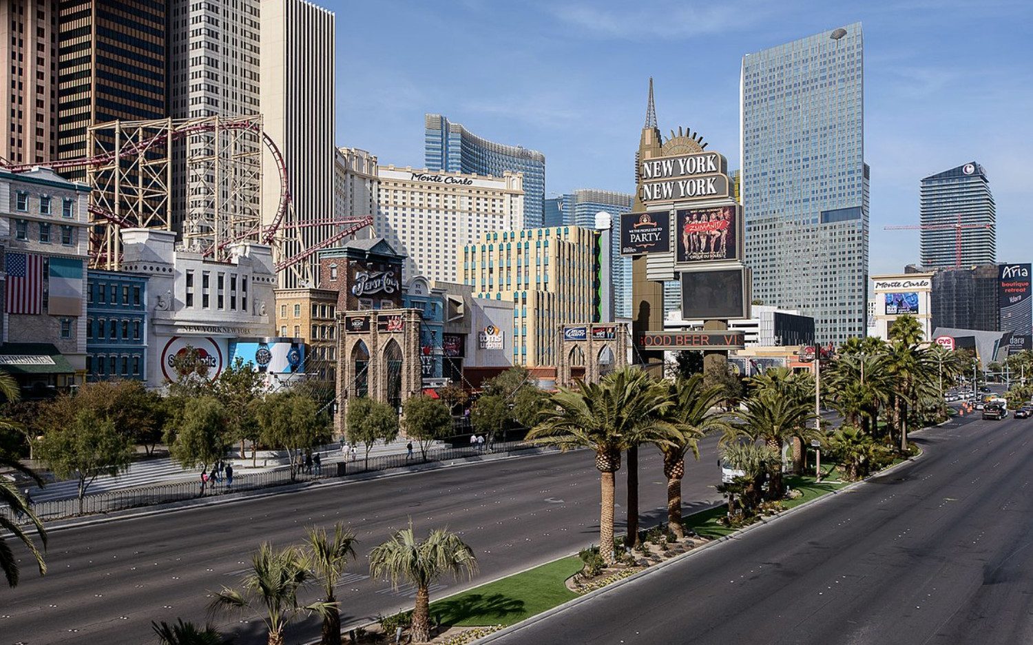 A famosa Las Vegas Strip com os seus 6,8 km de comprimento