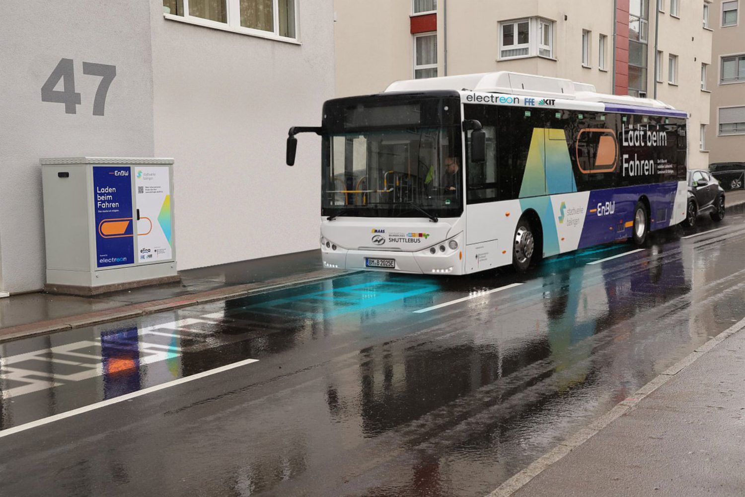 O autocarro já em funcionamento em Balingen, na Alemanha. Foto: Electreon